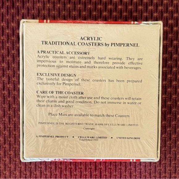 VTG Pimpernel Coasters Meadow Flowers Set of 6 Cork Back Square NIB 4x4” 0126015 - Picture 3 of 4